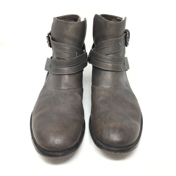 Men\'s John Varvatos Pull On Harness Ankle Boots Shoes Size 9.5 Gray Leather